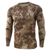 Męskie koszulki T-shirt T-shirt taktyczne szybkie suszące fitness oddychający koszula z długimi rękawem na zewnątrz wojsko amerykańskie com