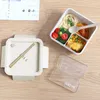 Caixas bento lancheira de palha de trigo para crianças recipiente de armazenamento de alimentos de plástico lanches estilo japonês bento com talheres copo de sopa 220923