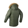 Мужские вниз 2022 зима N3B Puffer Men Men Long Jacket Петля военный меховой капюшон теплый тактический бомбардировщик корейская густая парка