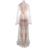 여자 잠자기 여성 투명한 에로틱 속옷 섹시 레이스 란제리 로브 긴 깎아 지른 잠옷 플러스 사이즈 드레스