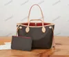 Bolsa completa Damier Never PM MM GM com bolsa com zíper 2 conjuntos Bolsa de compras feminina Designer de compras Bolsas clássicas marrons compostas Grande capacidade