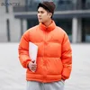 Masculino Down Parkas de estilo curto masculino colar de cor sólido colar inverno quente solto puffher cenas de punhado espessando roupas casuais harajuku chic 220923