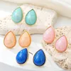 Pendientes de tuerca 1 par de gotas de agua de resina brillante para mujer, joyería de regalo, joyería de moda de color, Simple, lindo, geométrico, perforado JE103