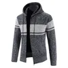Mens Sweaters Knitted Sweater Men Fashion Slim Fit Cardigan Mens Causal Sweaters Coats Striped Hooded Single Breasted Cardigans Jackets Male 220923