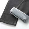 Heren jeans winter mannen warm grijs hoogwaardige elasticiteit dikker dikker skinny plus fluwelen denim broek broek mannelijke merk kleding 220923