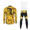 2024 Pro Mens Gold Yellow Winter Cycling Jersey Ensemble de vélos de montagne à manches longues Vêtements de vélo de montagne respirants