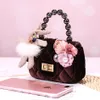 Backpacks Fashion Kids Purses and Handbags for Girl Pearl Chain Velvet Princess Messenger Bags Children Dress Up Accessories Rabbit Doll 220924