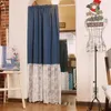 Gardin Medelhavsområdet American Style Blue White Cotton Linen Spets Små gardiner för köket Ready Door Cabinet