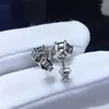 Boucles d'oreilles en argent 925, diamant rond brillant Original, Test passé Total 2 carats, pierres précieuses Moissanite noires, bijoux de fête 292i