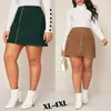 Skirts Women High Waist Short Pencil Skirt Corduroy O-Ring Zip Up Mini Plus Size