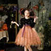 2022 Fashion Halloween Costume Dresses Princess Vampire Kids Clothing For Children Girl Cos Party Black Sequined Long Sleeve Witch Children's Dress