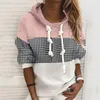 Kvinnors hoodies kvinnors tröjor harajuku lapptäcke kvinnor 2022 mode hösthuven har mössa fleece tröja kläder