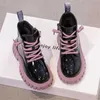 Boots Girls' Pink boots winter 2022 new Children Shoes Patent leather Plush warm Waterproof Kids Snow baby 26-37 T220925