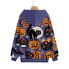 Hoodies com capuz de outono Fashion Streetwear Women Manga Longa Pumpkin Pullover Impresso Sweetshirts Halloween camisas para mulher