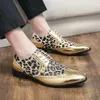 Bullock Mocasines Con Estampado De Leopardo Hombres Zapatos Casuales Cuero Oro Plata Moda Clásica Tendencia Puntiaguda Juventud Británica Fiesta Diaria Boda Zapatos De Negocios