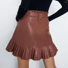 Юбки 2022 модная тенденция осенней женской одежды плиссированная имитационная кожаная юбка для торта