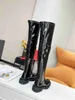 Lyxm￤rke V Womens l￥rh￶ga st￶vlar Martin Knight Motorcykelklubb Real Leather Long Rainboots Storlek 35-41