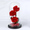 Roses séchées décoratives, vraies roses éternelles rouges conservées dans un dôme en verre, cadeau de saint-valentin pour petite amie, livraison directe