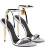 24ss prefeito metal cadeado chave sandálias sapatos de couro feminino gladiador sandalias designer de luxo sapatos de salto alto caixa original
