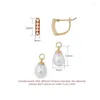 Boucles d'oreilles pendantes LAMOON Vintage poire d'eau douce boucle d'oreille 925 Stering argent goutte pour les femmes eau 10K plaqué or bijoux fins LMEI113