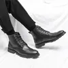 Stansning av retro brogue stövlar hög-topp brittisk stil mäns enkla lyxverksamhet casual klänningskor mitten av boots i full storlek