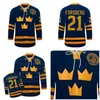 GLA MIT #21 Peter Forsberg Jersey Team Zweden Ice Hockey Jerseys Borduurde 100% Stithed Blue Custom Your Name Number