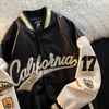 Damenjacken Retro Y2K Lederbestickte Damenjacke Übergroßer Buchstabe Straße Harajuku Baseballuniform Paar Lässig Lose