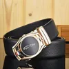 Belts Metal Automatic Buckle Brand Rotary Leather for Men Famous Luxury Black Business Strap