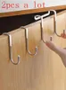 Hooks 2pcs/stainless Steel Kitchen S-shaped Hook Peg From The Dormitory Door Wardrobe Shoe Ark Double Strong Bearing Of Drilling Hole