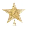 Decorazioni natalizie Anno Stella a cinque punte Albero di Natale Artigianato Top Decorazione con ornamenti glitter dorati