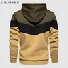 Herrtröjor tröjor Caranfier herrhuvtröjor tröjor tri-färg lapptäcke dragskon man huvor fleece pullover running tracksuit fitness hoody 220924