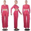 Tute da donna BKLD Sexy See Through Women Summer Beach 2 Set abbinato a due pezzi Sheer Mesh Club Wear Abiti Manica lunga Crop Top