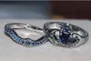 Vecalon Lovers Blue Birtsstone Claddagh Ring