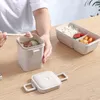 Bento Boxes Caja de almuerzo de paja de trigo para niños Contenedor de almacenamiento de alimentos de plástico bocadillos bento de estilo japonés con vajilla taza de sopa 220923