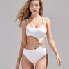 Costume da bagno da donna Body da donna Cut-out Hollow Fasciatura Anello Cinghie collegate Costume da bagno senza maniche