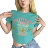 Débardeurs pour femmes T-shirts à manches courtes pour femmes Vintage papillon imprimé côtelé Crop Top Fairycore Grunge Tees Tops 90s E Girl Streetwear