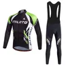 2024 Pro Mens Green Black Winter Cycling Jersey Set Long Sleeve Mountain Bike Cycling Clothing Breattable Mtb Bicycle Clothes Wear Suit B36