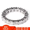 Bagues de cluster 2022 Eternity Band Promesse Bague Argent Couleur 4mm Cz Fiançailles De Mariage Pour Femmes Hommes Déclaration Bijoux Cadeau