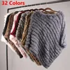 Women's Fur Faux Real Rabbit Knitted Natural Poncho Vest Fashion Wrap Coat Shawl Lady Scarf Wedding Party Wholesale Cape 220923