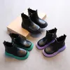 Boots Girls Color Bottom 2022Autumn and Winter New Children's British Style Short Boys Boys Candy Color Shicen-Soled Boots T220925