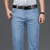 Jeans masculinos Primavera e verão cinza cinza fino da moda clássica estilo azul calça jeans de jeans masculino 220923