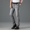 Men's Jeans Brand Men Clothing Gray Blue Stretch Casual Straight Business Denim Pants Loose Comfortable Male Trousers 38 40 220923