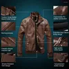 Men's Jackets Mens Faux Leather Coats High Quality Classic Motorcycle Bike Autumn Winter Male Stand Collar Plus Thick