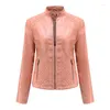 Femmes en cuir femmes Faux 2022 automne hiver décontracté broderie tendance mince manteau moto veste