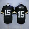 SJ Purdue Kazan üreticileri Drew Brees College Futbol Formaları Ucuz #15 Drew Brees Home Siyah Üniversite Futbol Gömlekleri