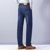 Heren jeans klassieke casual winterbedrijf recht fleece dikke warme fit katoenen stretch midden hoge taille broek 220923