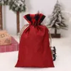 クリスマス漫画リネンマシン刺繍ダブルドローストリングポケットキャンディーバッグ