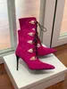 New 22SS pointed ankle boot leather pearl heel height 7.5 size 35-42 six color Y2k Downright Skin-ful