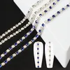 Nail Art Decorations 50cm Pearl Claw Chain Rijnestone Charms 3D Metal Silver AB Diamond Cut Diy Supplies for Professionals Accessoire