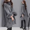 Damen Pelz Kunstpelz Eleganter runder Kunstpelzmantel Cape Herbst Winter Große lange Sägeblatt Vollbesatz Patchwork Wollmantel Mantel Parka WDC8415 220923